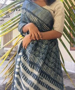 Elegant Blue Printed Saree