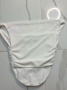 White Ruched Detail Top