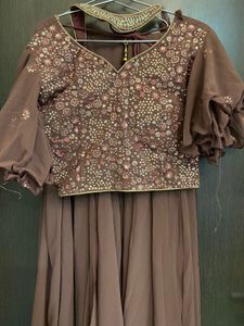 Embroidered Crop Top And Palazzo Set With Dupatta