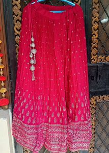 Red Embroidered Lehenga Skirt