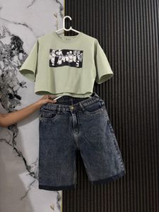 Charcoal Denim Shorts