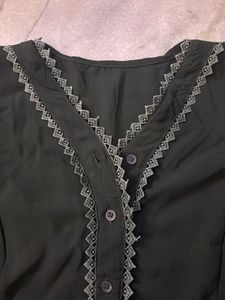 Beautiful Forest Green Color Balloon Sleeve Top