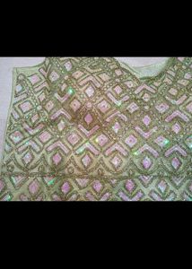 Embroidered Green net lehenga