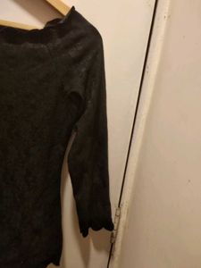 Beautiful Scalloped Details Black Imported  Top