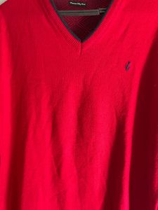 Red V-Neck Pullover Sweater