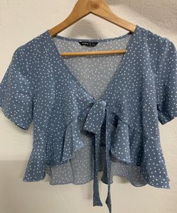 Shein Blue Polka Dot Crop Top