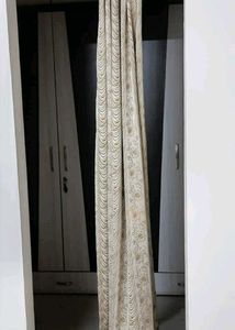 Elegant Beige Floral Curtains (2 Window + 1 Door)