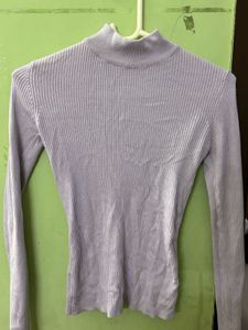 Lilac Ribbed Mock Neck Top