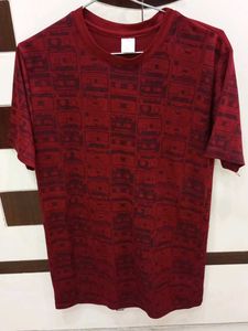 Stylish Maroon Patterned T-Shirt