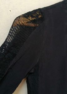 Trendy New Black Lace Detail Blouse