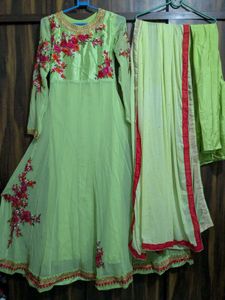 Elegant Green Embroidered Suit