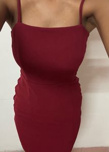 Red Fitted Strappy Dress Hurry Limited Discount!