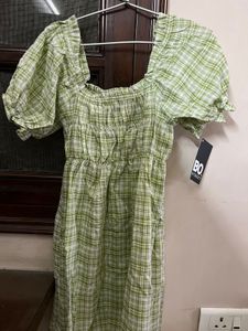 Bo Street Green Plaid Mini Dress