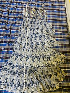 One Piece Ethnic Flarred Gown With Choker Dupatta