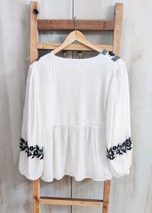 Black Embroidery Work Cotton Top Size-36