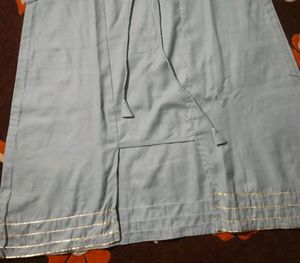 Grey Cotton Blend Tie Up Kurti