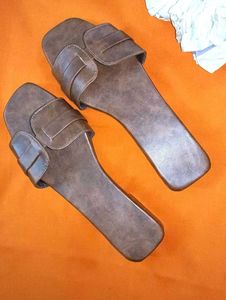 Brown Napa Leather Slip-On Flats