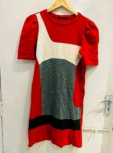 Color Block Mini Winter Dress