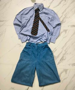 jorts and trendy boxy shirt