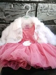 Pink Dress with Fur Bolero