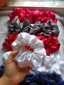 5-Colorful Satin Scrunchies