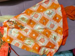 Orange Embroidered Lehenga Choli Set