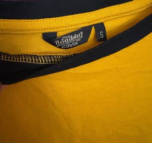 mustard Yellow round neck cropped T-Shirt