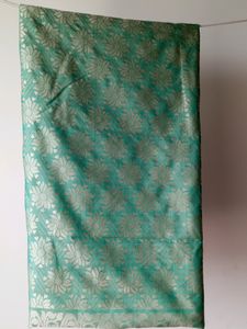 Pink Green Border Saree