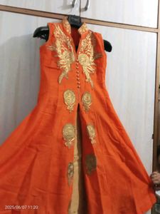 Title: Traditional Orange &amp; Beige Embroidered Anar