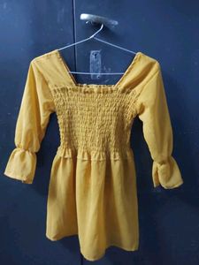 Yellow Smocked Mini Dress