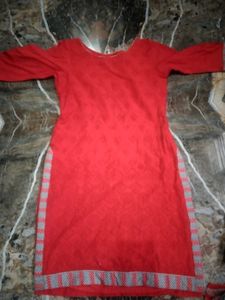 Red &amp; Grey stitched Kurthi Set