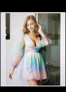RAINBOW MESH SKATER DRESS