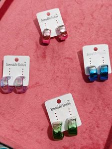 Colorful Resin Hoop Earring Set