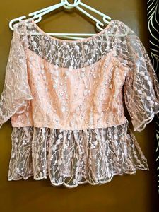 Elegant Pink Lace Top/Blouse
