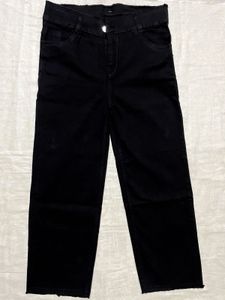 korean Wide Leg Jeans Black Denim Pants