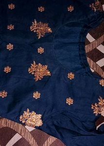 Narrow Pant, Cotton Kurti With Dupatta, Dark Blue