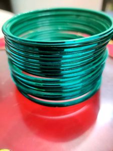 Teal Green Metal Bangles - Set of 20, 🆕✨