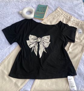 Savana Bow One Sided Off Shoulder Tee🎀