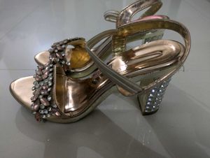 Gold Heels with Embellishments