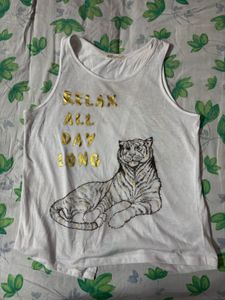 Printed Sleeveless Top With Open Back Panel