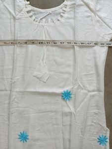 New White kurti With Thread Work