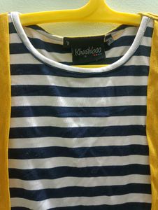 Yellow long Cardigan with attached stripped ts