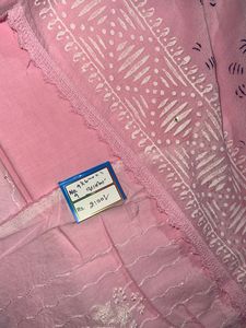 Pink Printed Unstitched Kurta Set &amp; Dupatta