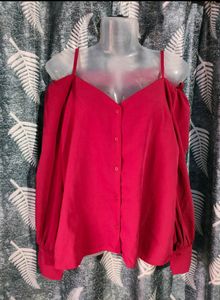 Party Wear Bardot Red Top