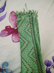 Green Embroidered Kurta Suit ( Kurt, Chunni, Pant)