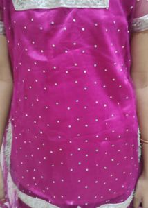 Pink Polka Dot Plazzo Kameez With Dupatta 👍