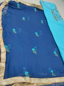 Blue Embroidered Kurta Set material