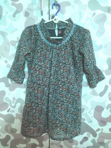 Dark Green Floral Top