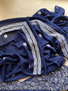 Navy Blue Chikankari Suit Set