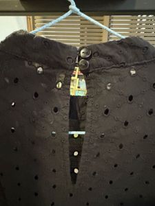PIECES Black Ruffle Blouse